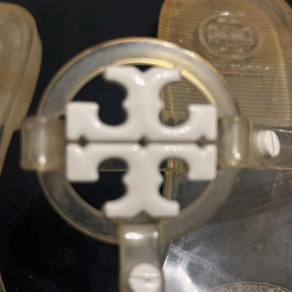 Tory Burch White Mini Miller clear Sandals Slides Shoes Sz 7 - Picture 4 of 4